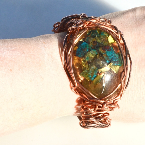 Eilat Stone Brass Copper Herkimer Diamond Bracelet - Picture 2 of 8